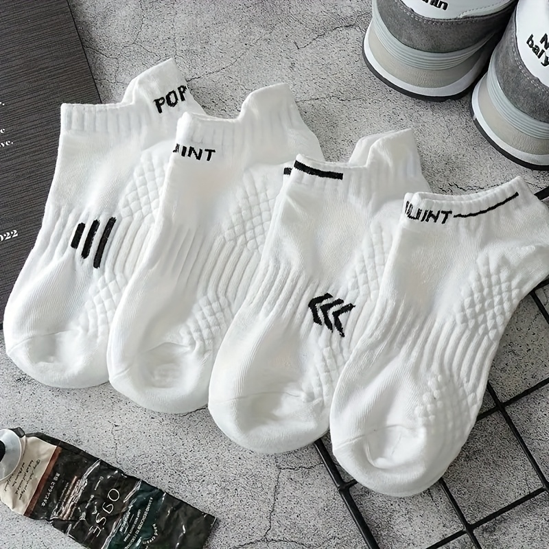E-shop 4 Paar weiße, hochelastische, polsternde Sportsocken, atmungsaktiv und feuchtigkeitstransportierend, geeignet für Sport und Freizeit, Unisex,