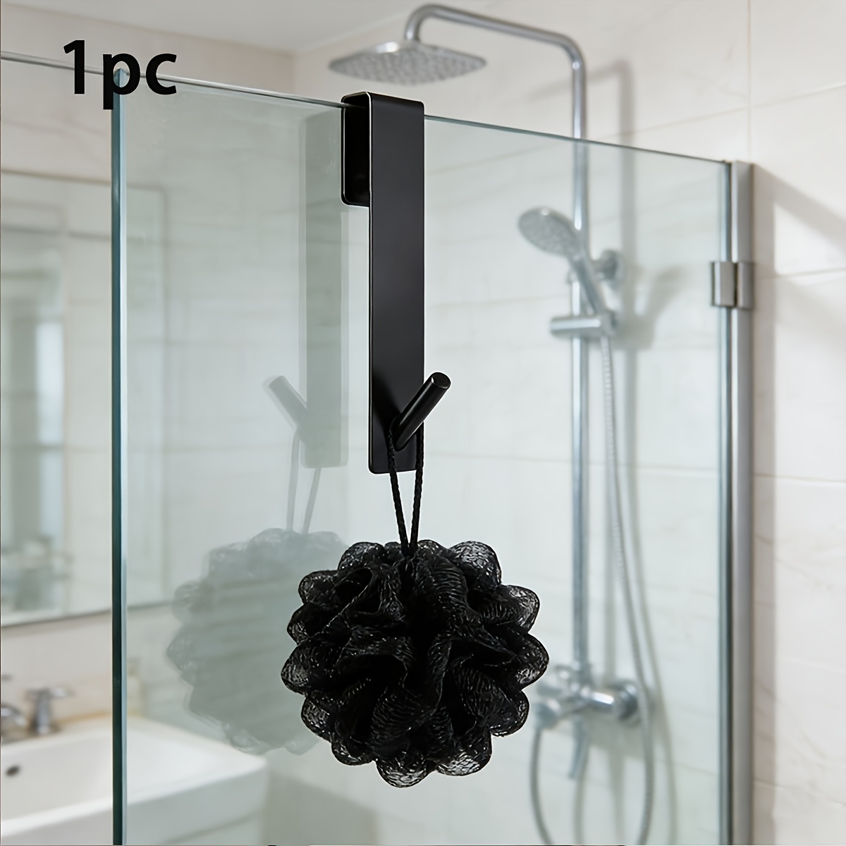 TEMU Ganci per porta in vetro del bagno �� Mensola portaoggetti per retro porta senza foratura, impermeabile e antiruggine, disponibile in e . per