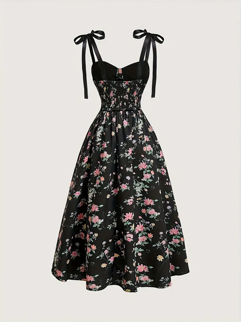 black floral wrap dress featuring adjustable - Temu Pakistan black floral wrap dress featuring adjustable - Temu Pakistan