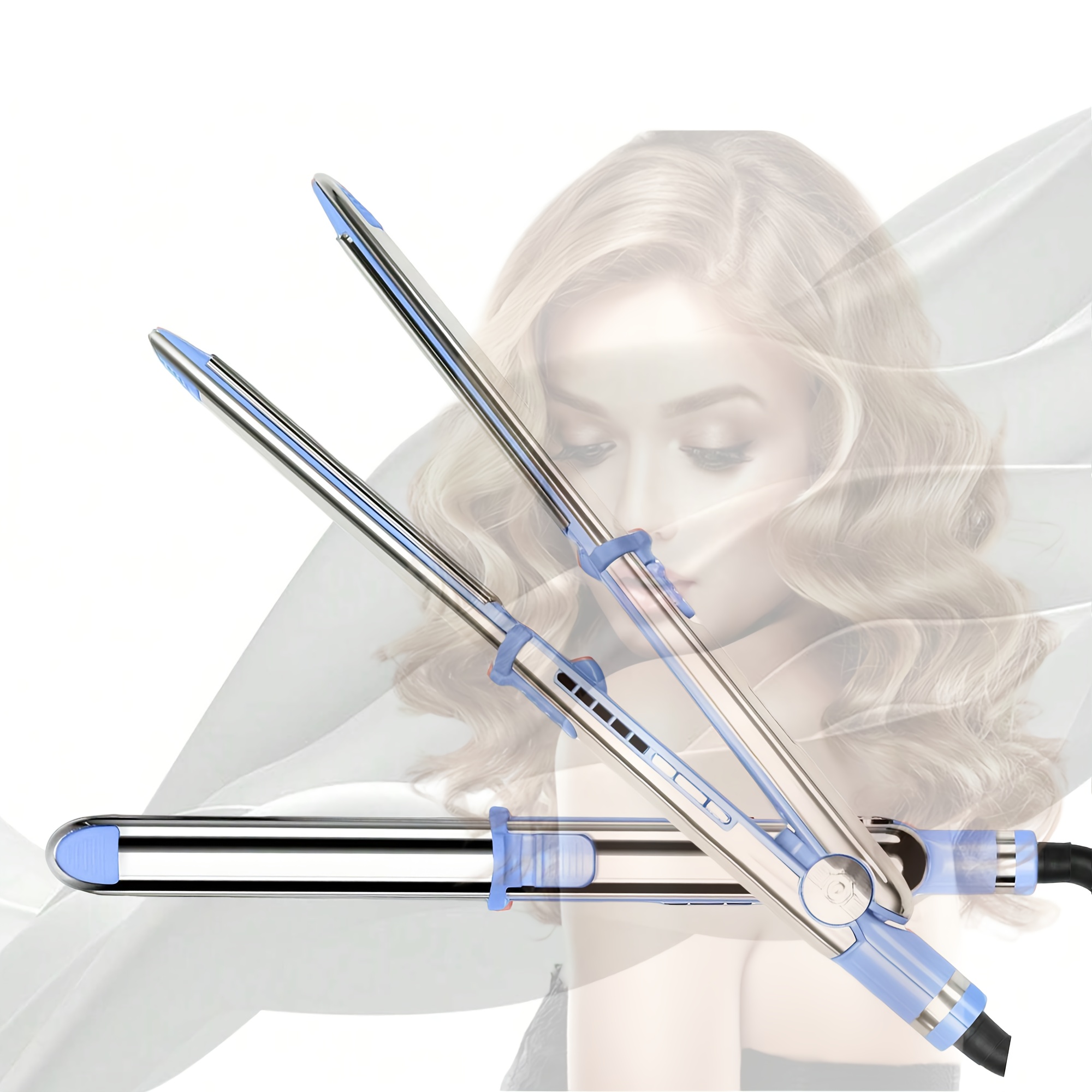 Image of 2-in-1 Straightener And Curler - Up Fast With Dual Voltage, A Professional Styling Tool Suitable For All Hair Types, Travel-friendly, Perfect For Vacation/holiday/birthday Gifts.