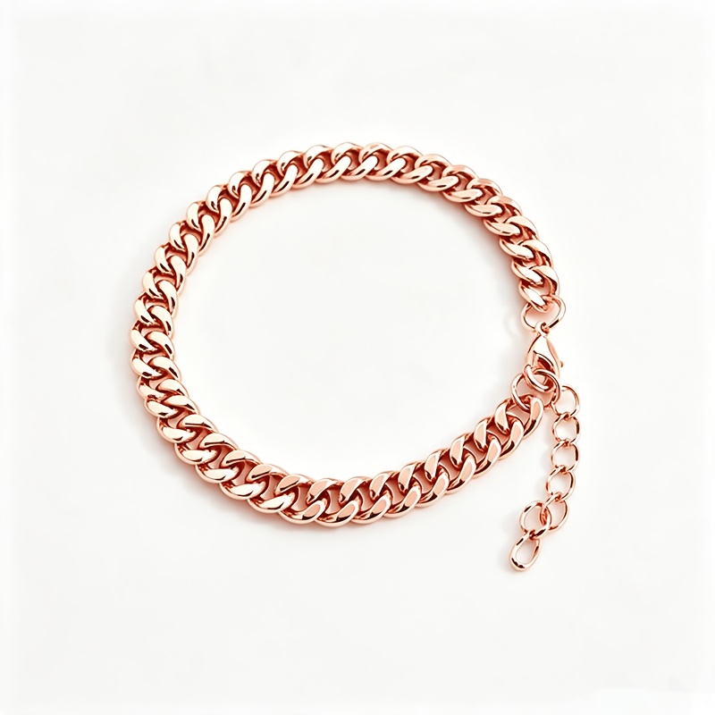 9mm Wide Rose Plated Cuban Link Bracelet — Unisex Stackable Gift