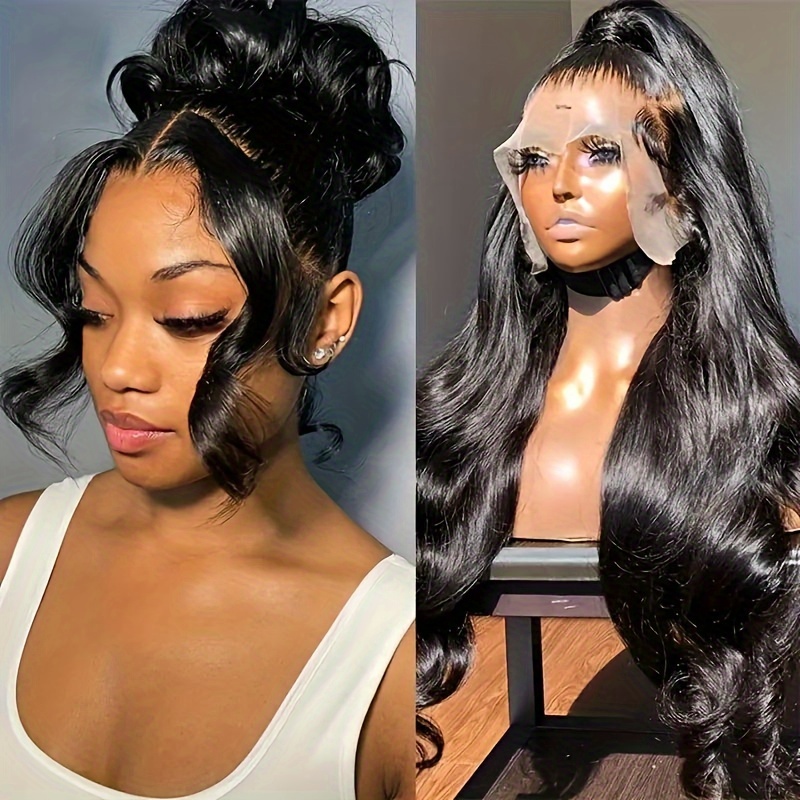 Natural Looking 360 Full Lace Front Wig Human Hair - With Baby Hair, 200% Density Hd Frontal Wig Suitable For Women, Body , Transparent Lace & Hair
