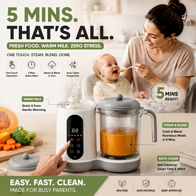 Food Maker, 4-In-1 Steamer Blender And Food Processor with Auto... product image 6
