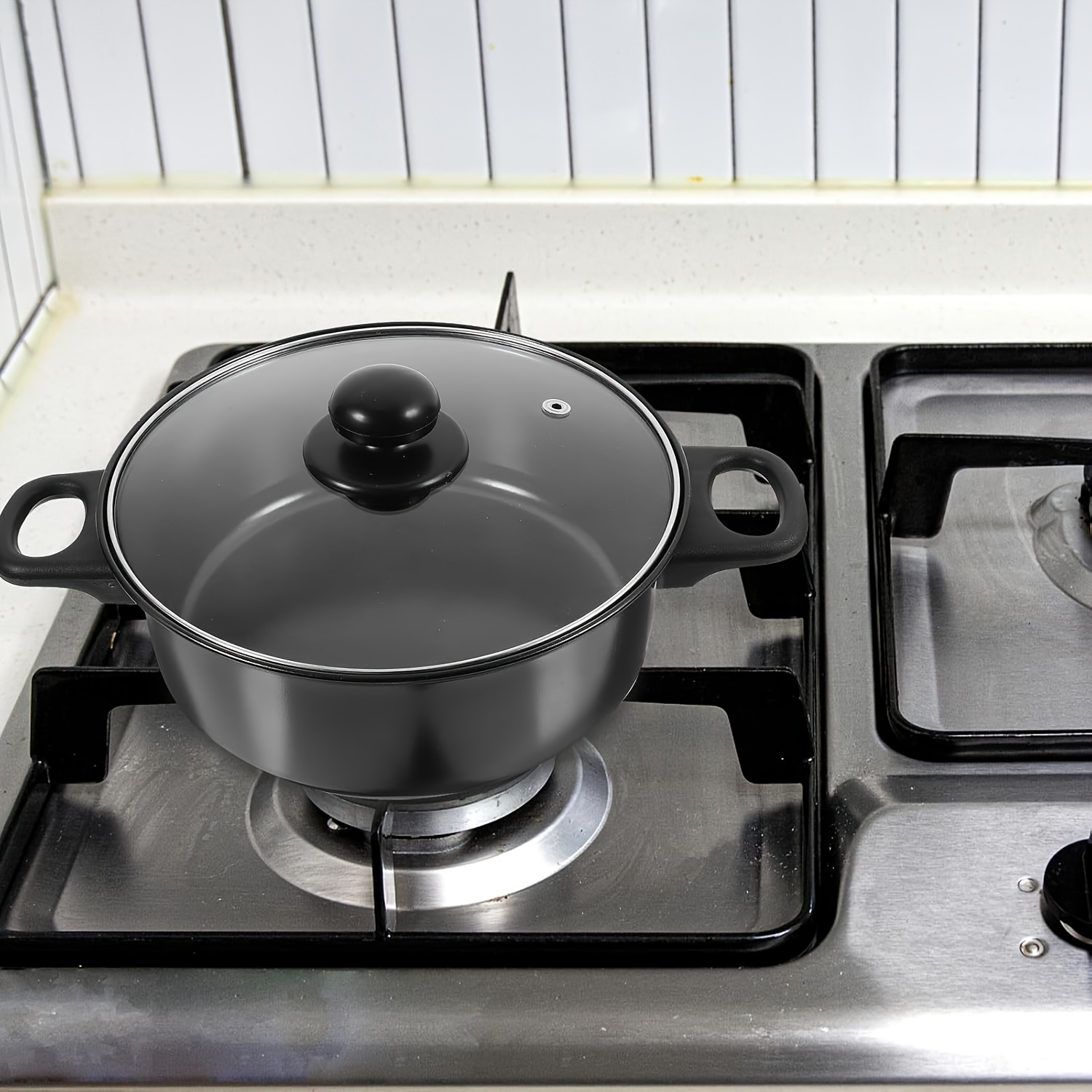 13pcs set non stick pots and pans with glass lids lightweight and portable including frying pan milk pan and nylon cutlery camping picnicking traveling black details 7