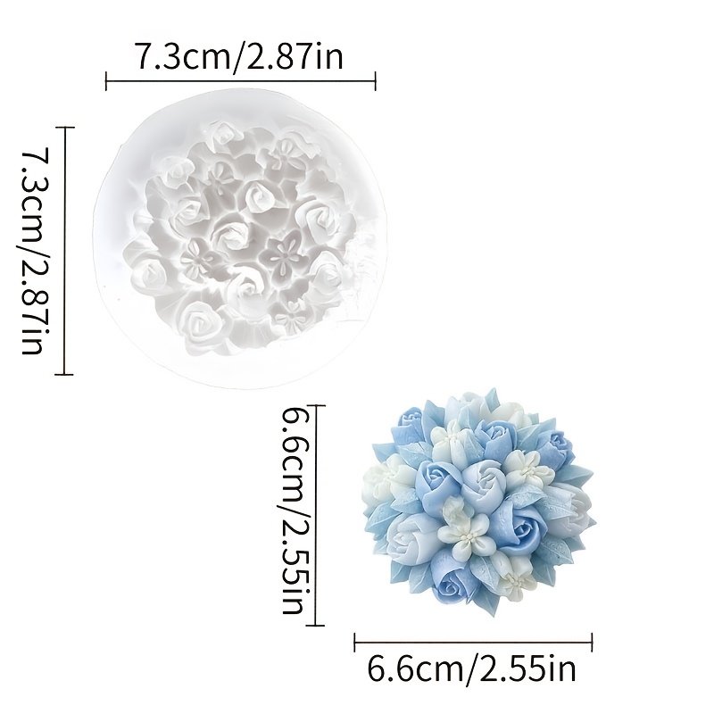E-shop Kerzenform, Multi-Blumen Silikonform, geeignet für Harz und Seife - 3D Spray Rosen Design, Premium Form für Schmuck, Kerzen, Ton,