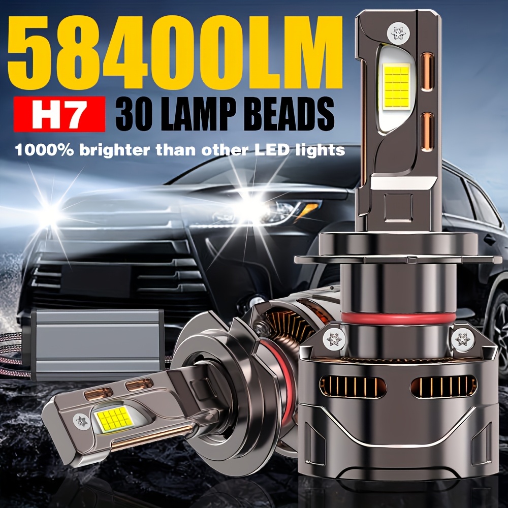 E-shop 2 Stk. 9005/HB3 9006/HB4 9012 H1/H4/H7/H11 LED-Autoscheinwerfer 58400LM 7500k Abblend-/ 800 % Helligkeitssteigerung mit Turboventilator,