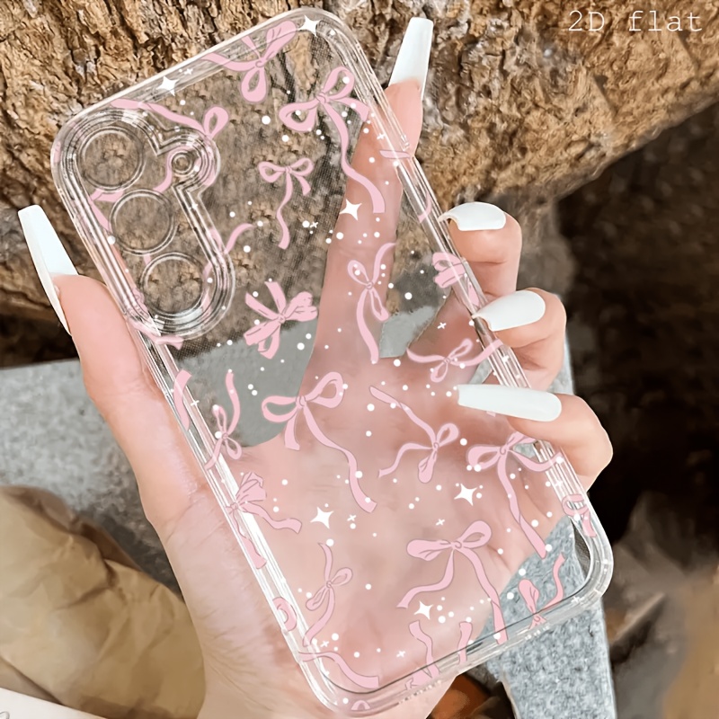 TEMU Phone Case - Pink Bow 2d Flat Pattern Phone Case Suitable For Galaxy A03s A05s A06 A07 A13 A14 A15 A16 A17 A22 A23 A24 A25 A26 A32 A34 A35 A36