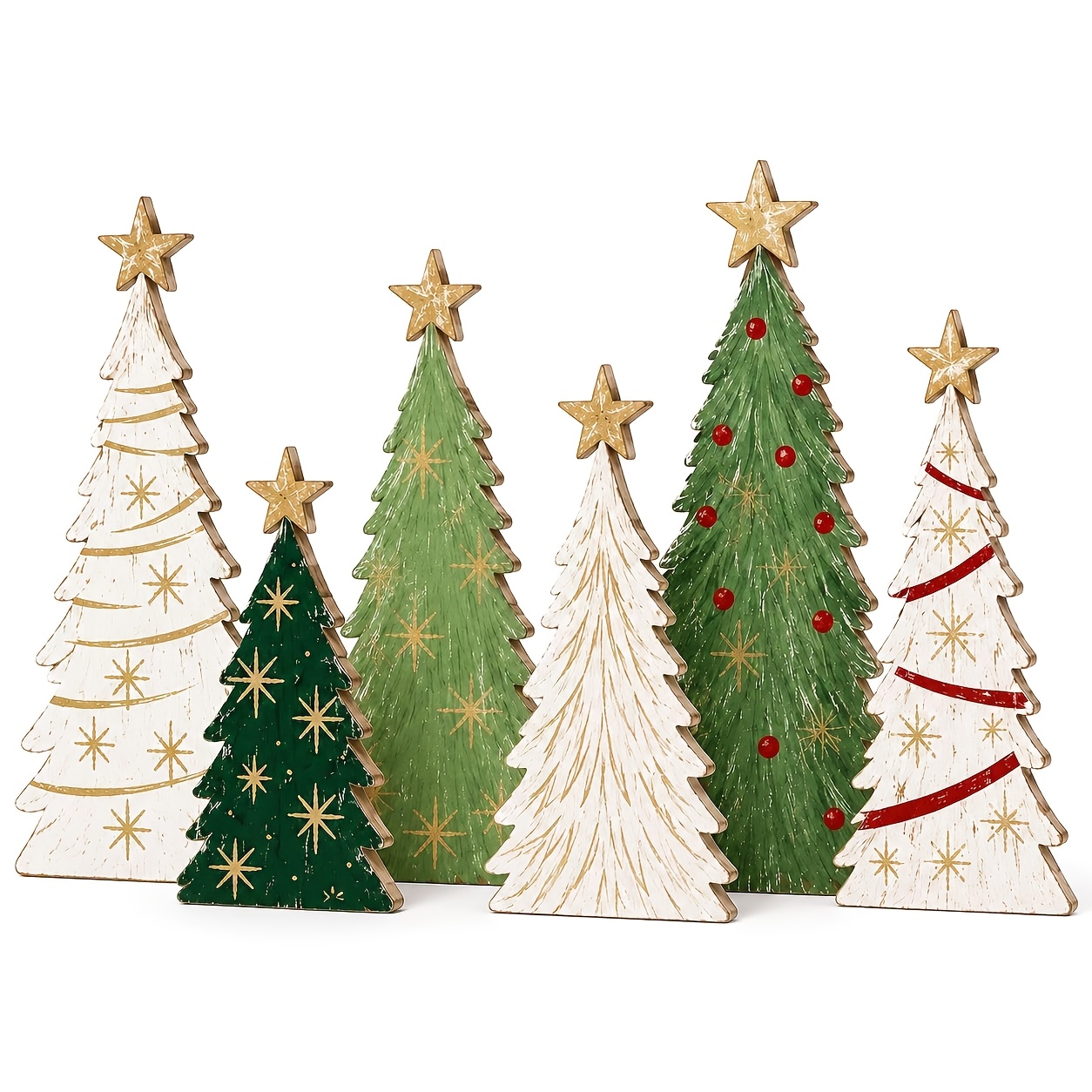 TEMU 6 piezas de decoraciones navideñas de interior, estrella de árbol de Navidad para decoración del hogar | Decoración de mesa navideña de invierno