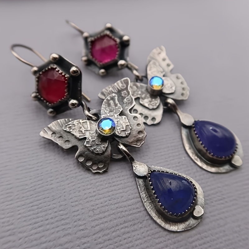 Bohemian Style Flower Butterfly Water Drop Tassel Earrings