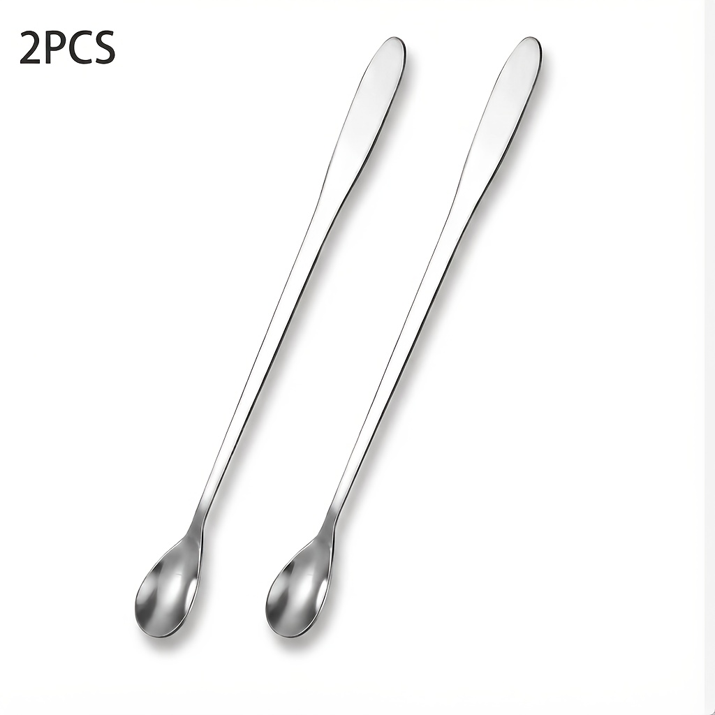 E-shop 2er-Pack 29,7 cm Rührlöffel mit langem Griff, 410 Edelstahl, Eistee-Löffel, extra langer Löffel, langlebiger Hahnenschwanz-Rührlöffel, geeignet