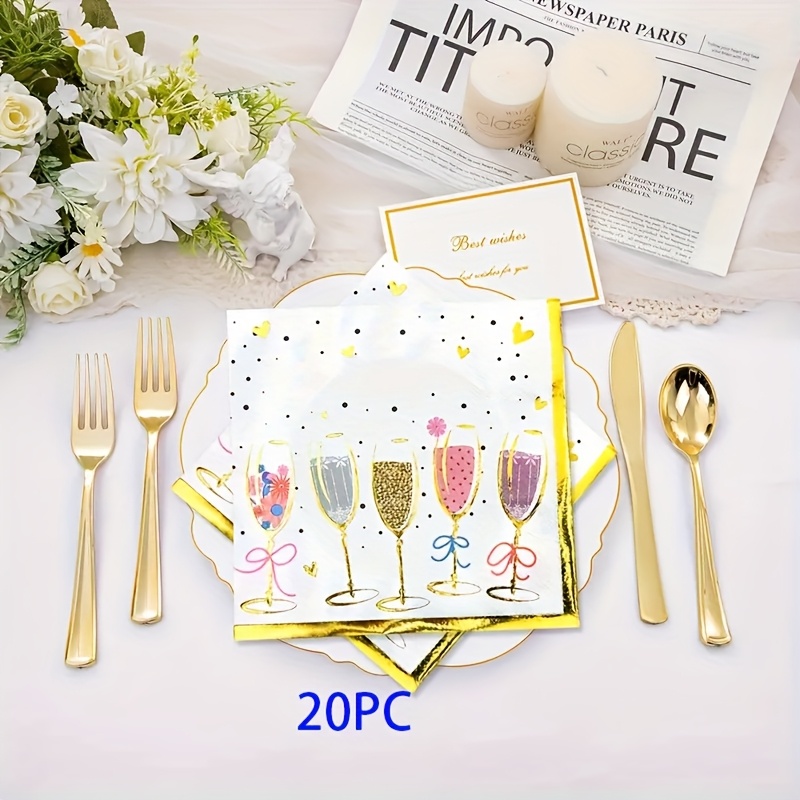 20/40/60pcs, Printed Wine Glass, Square Napkin, 13 By 13inch, Suitable For High-end Restaurants, Restaurants, Celebrations, Anniversaries And Special Disposable Paper Towels For Halloween、christmas