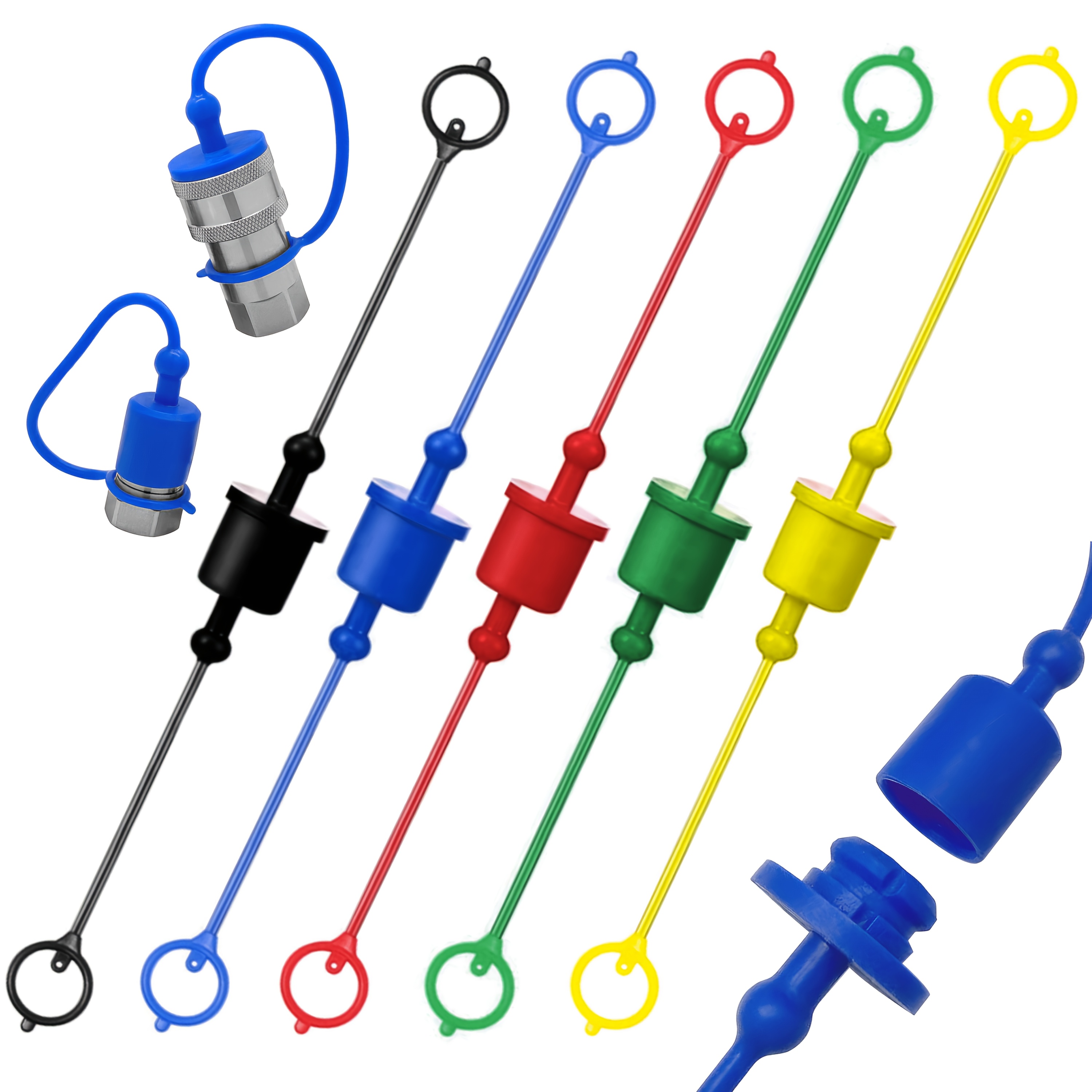 TEMU 5 Set di Antipolvere per Raccordo Idraulico 1/2'' Aggiornati, Compatibili con ISO 7241-A & ISO 5675, Protezione Sigillante Potenziata, Anelli di
