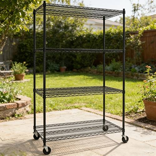 five tier display rack with bottles with 360 degree swivel casters for sturdy and durable construction supports up to 360 ideal for holding flower pots plant stands and books