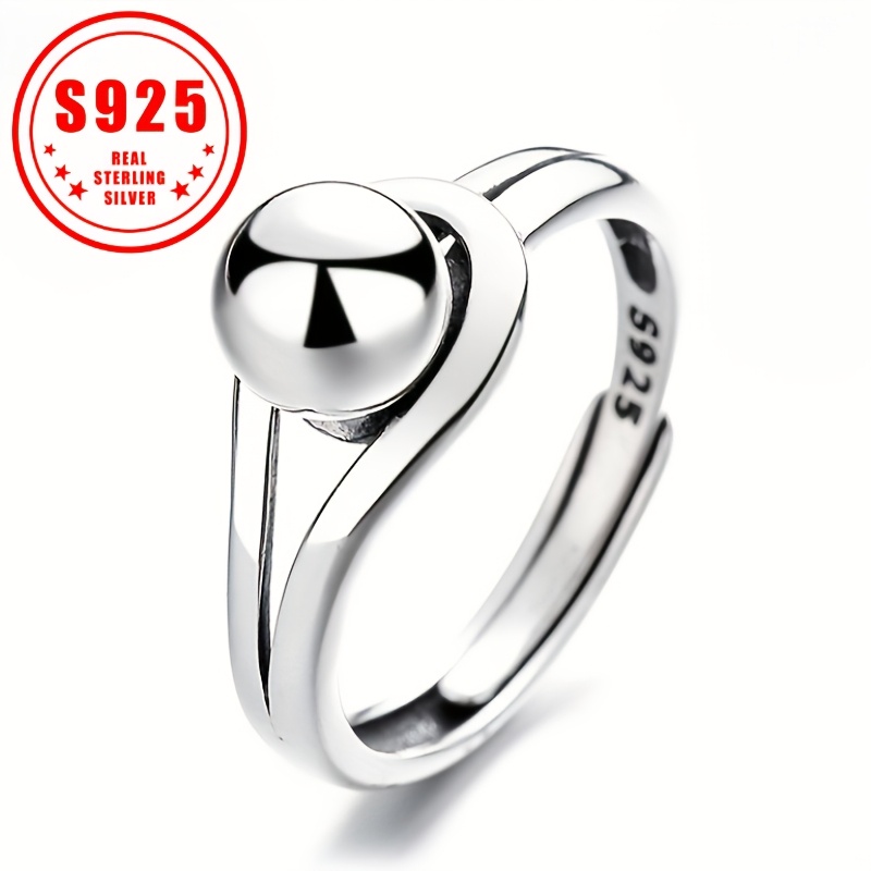 

Elegant Adjustable S925 Sterling Silver Ring - Chic Geometric Ball Design, & Lightweight, Perfect Fashion Accessory 3.4g/0.12oz