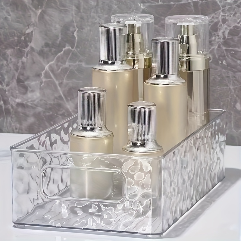   textured cosmetic organizer portable bathroom countertop storage box with multiple compartments durable plastic makeup toiletry organizer for vanity   needed visually appealing   bathroom organizers and storage stylish organization Product details 5