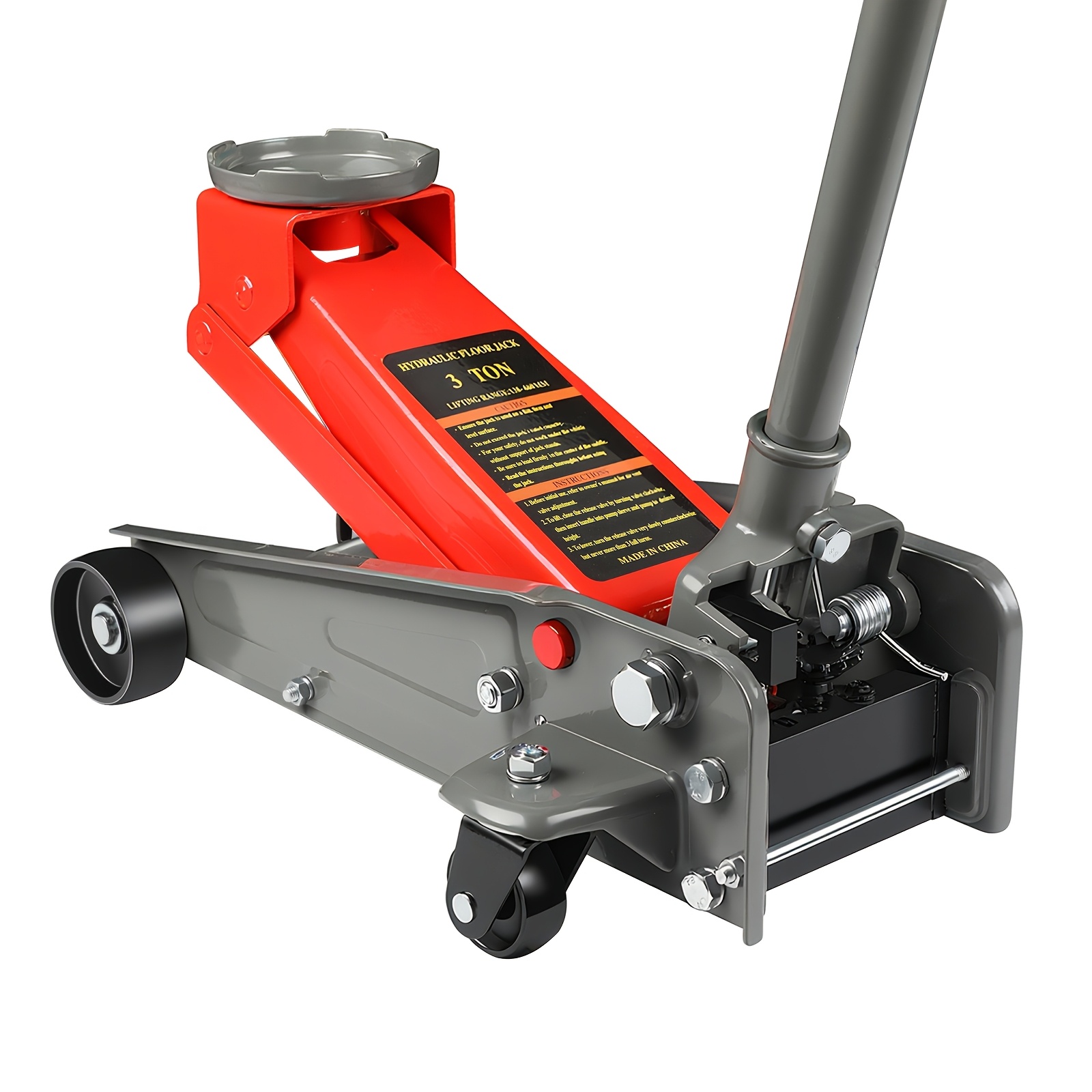 Floor Jack, 3 Ton/6600lbs Heavy Duty Hydraulic Jack With Single Piston Pump, Floor Jack With Wheels, Lift Range:5.31''-18.11'', Steel Material, For Home, Garage And Repair Shops, Red