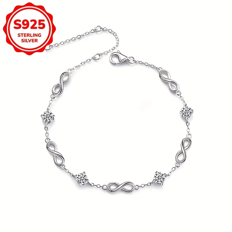 925 Silver Infinity Bracelet February Birthstone