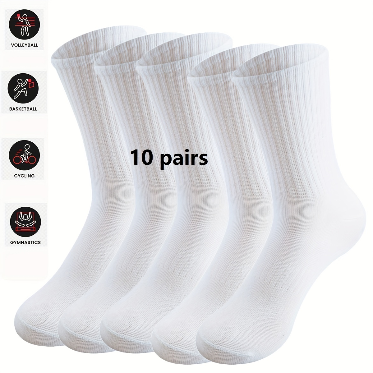TEMU 10/20 Pairs Men Women Mid-calf Socks, Solid Color, Comfortable Soft Knit Fabric Spring Summer Outdoor Sports Running Hiking Riding Socks