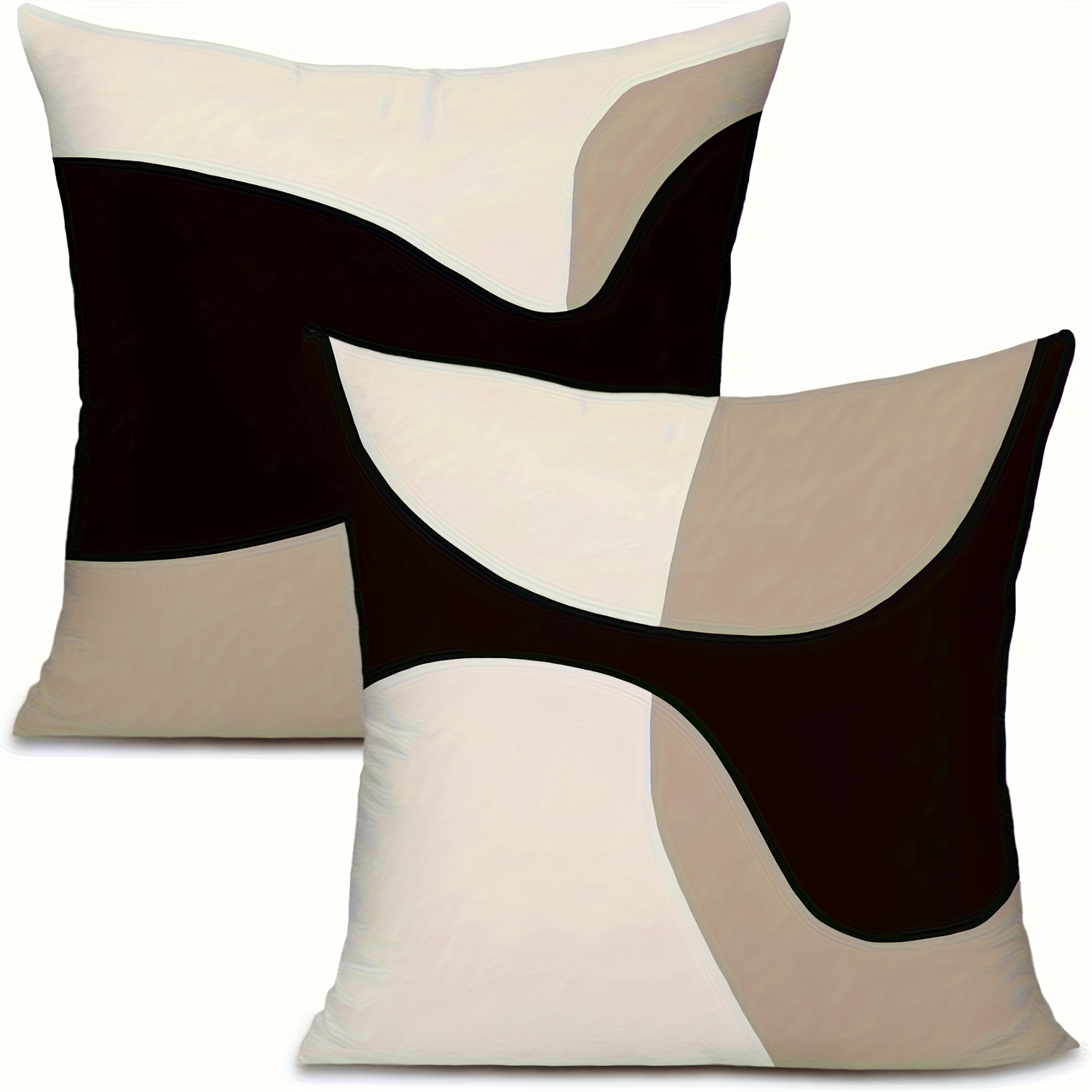 TEMU Sand Cream Abstract Pillow Covers, 18x18 Inches, Double-sided Print, Zipper Closure, Machine Washable, Modern Decorative Pillow Covers Suitable