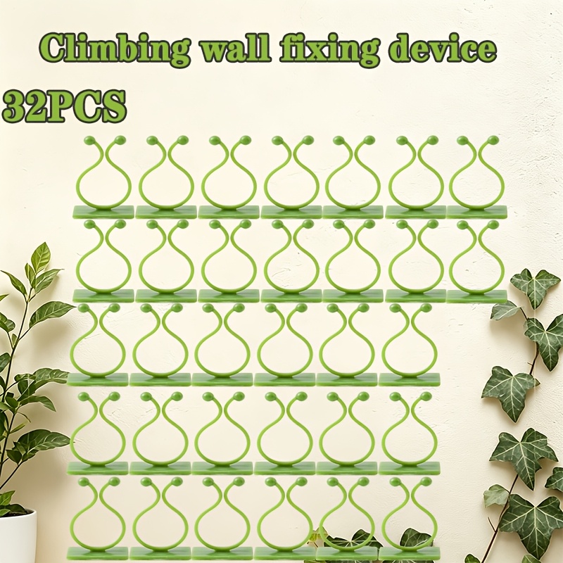 TEMU 32pcs de clips de fixation pour mur d'escalade de plantes, crochets auto-adhésifs pour supporter , supports invisibles pour fixation de fil,