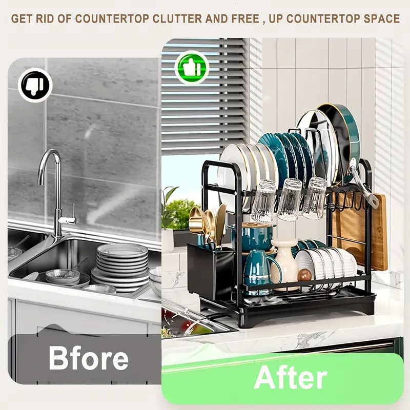 2 tier dish drying rack with pot holders dish racks for kitchen counter kitchen utensil holder dish rack with metal kitchen dish rack kitchen drying rack two tier racks kitchen organizer pantry organizers and storage Product details 2
