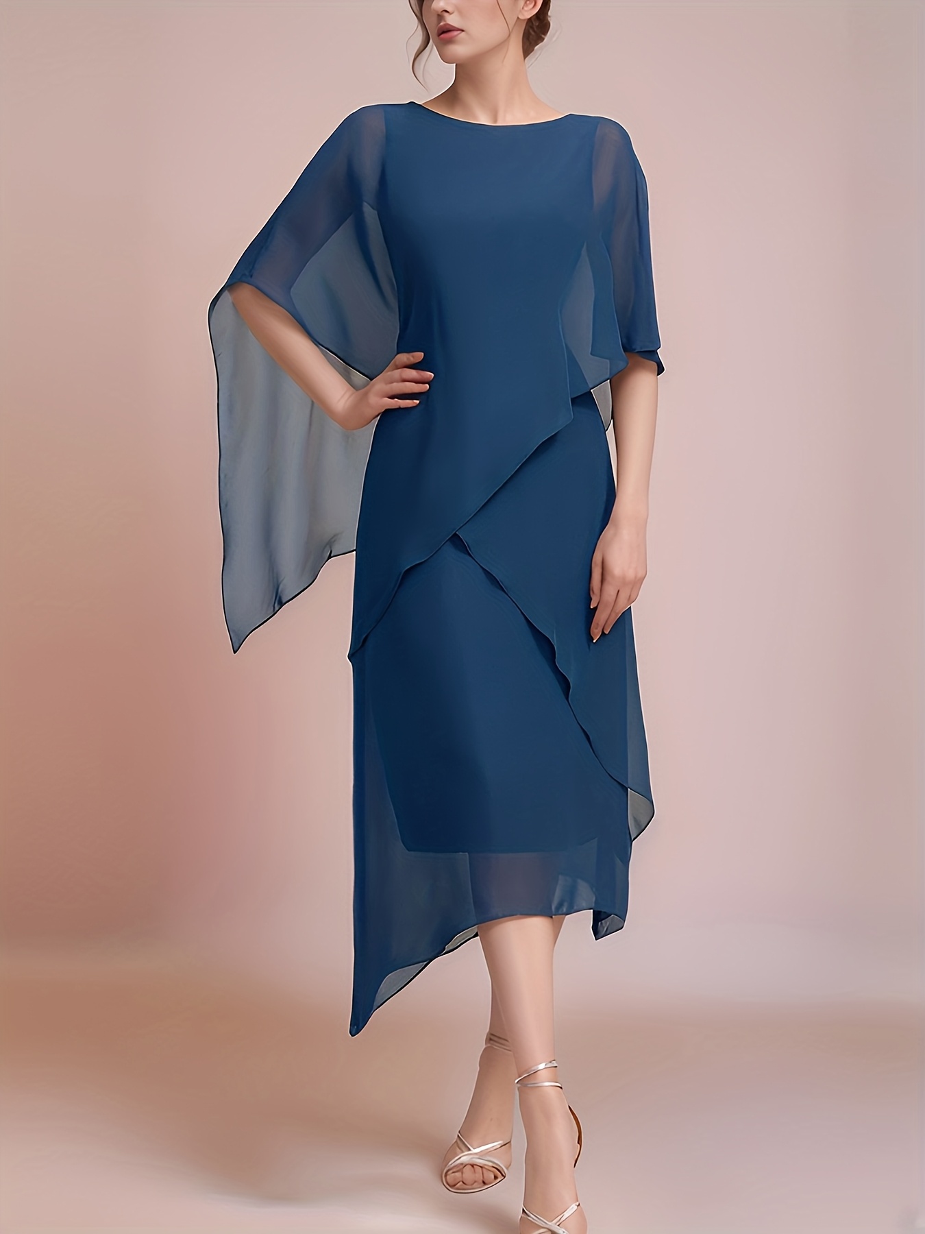 nordstrom formal dresses long sleeve Luxury Embellished Chiffon Cape Shawl Evening Dress main image 1