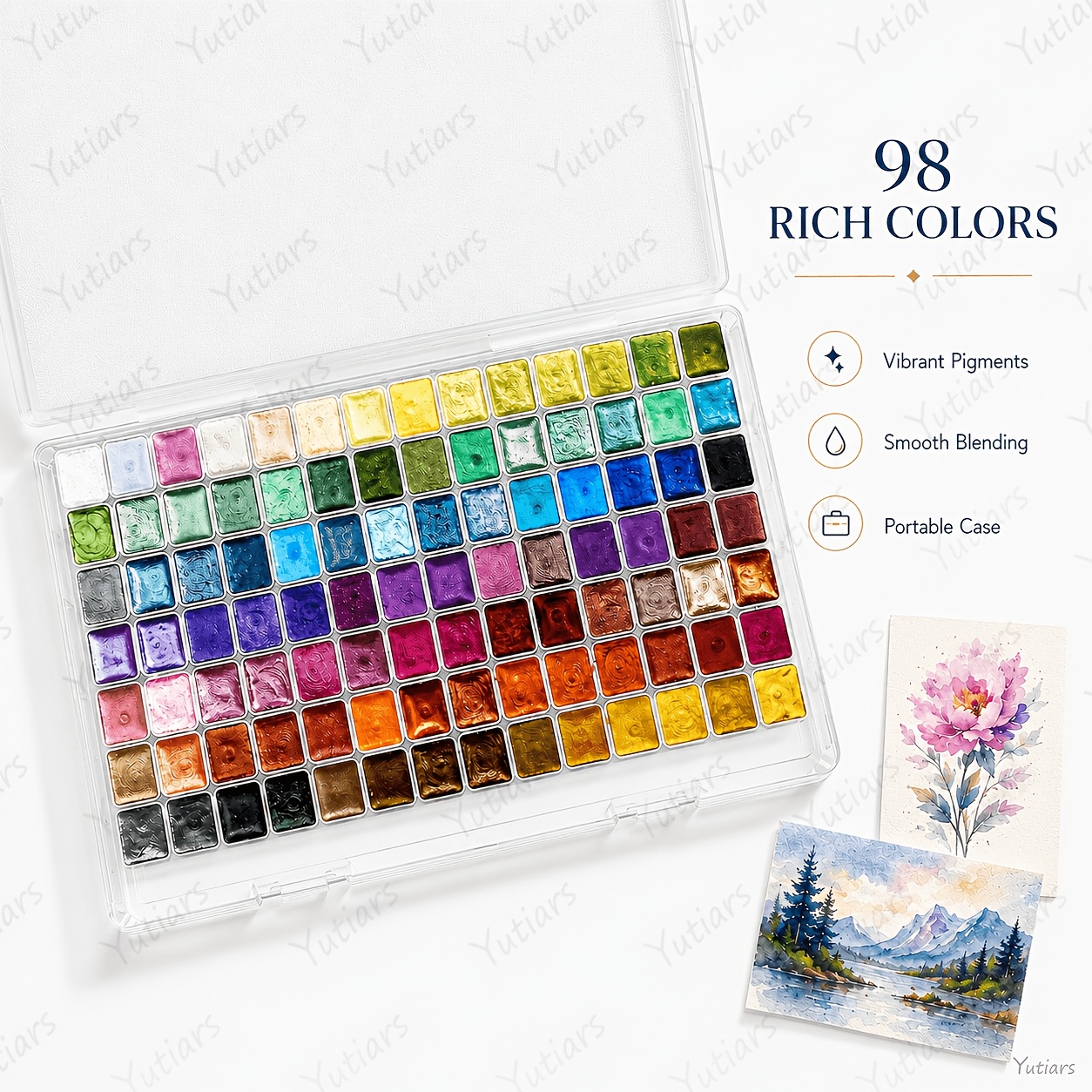 Image of 98 Color Pearl Watercolor Pigment Set - Vibrant Solid Colors For Traditional Chinese Painting, Calligraphy & Colorful Artworks - For Artists