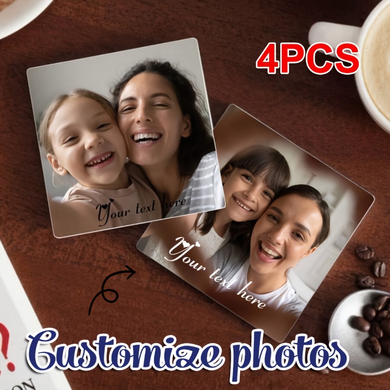 4pcs Custom Personalized Photo Acrylic Coasters