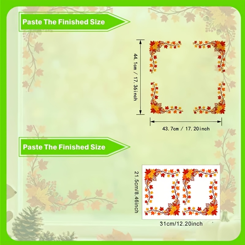 TEMU Autumn Maple Leaf Border Window Cling, Thanksgiving Falling Leaves Four-corner Glass Sticker
