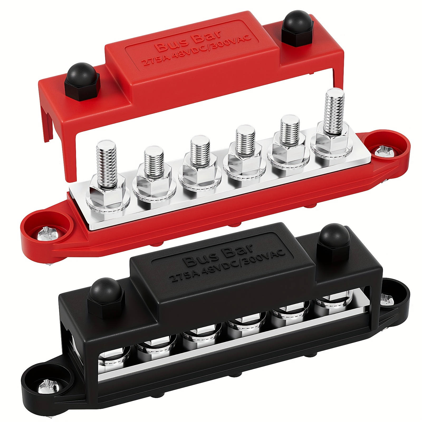 Auto Bus Bar Positive Negative 48V 100A Battery Power Distribution Block Terminal Studs Busbar Powerterminal Block For Rv Boat