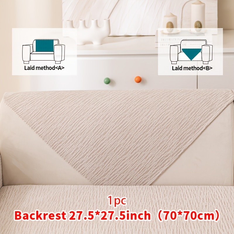 TEMU 1pc Textured All-inclusive Sofa Cover With Anti-slip, Non-shifting, Anti-cat Scratch, Pet-friendly Sofa Cushion, Light Luxury, Creamy Style,