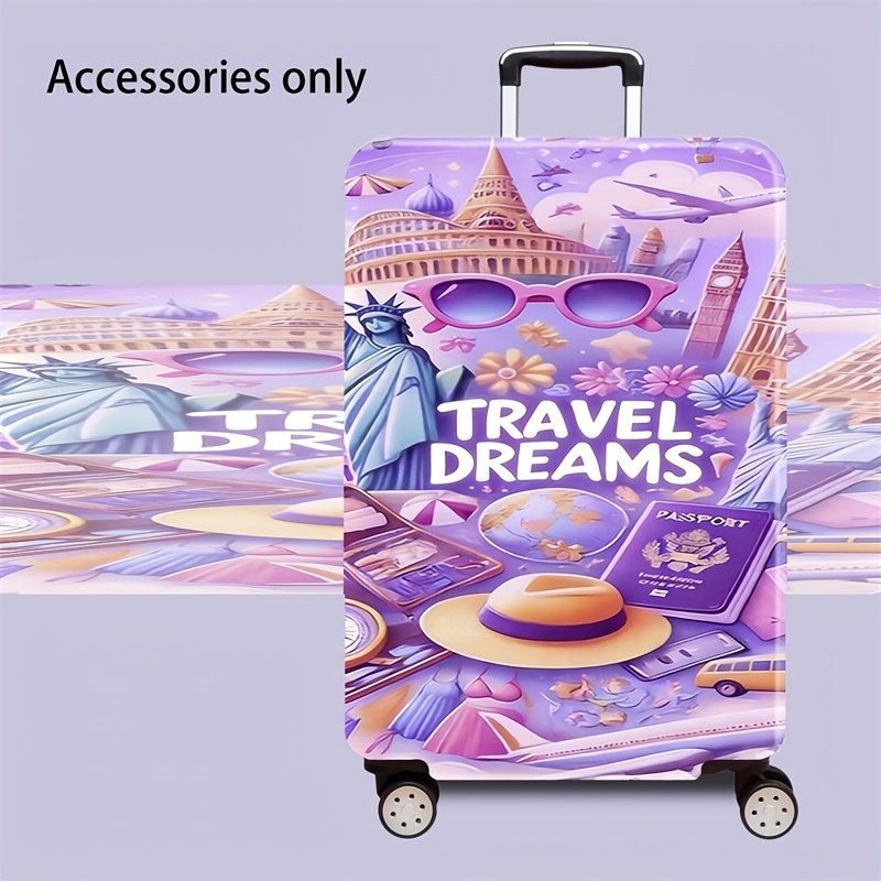 TEMU Travel Essential - Travel Pattern - High Elasticity Dustproof , Scratch-resistant Protective Cover For 45.72-81.28 Cm Suitcases, Suitable For