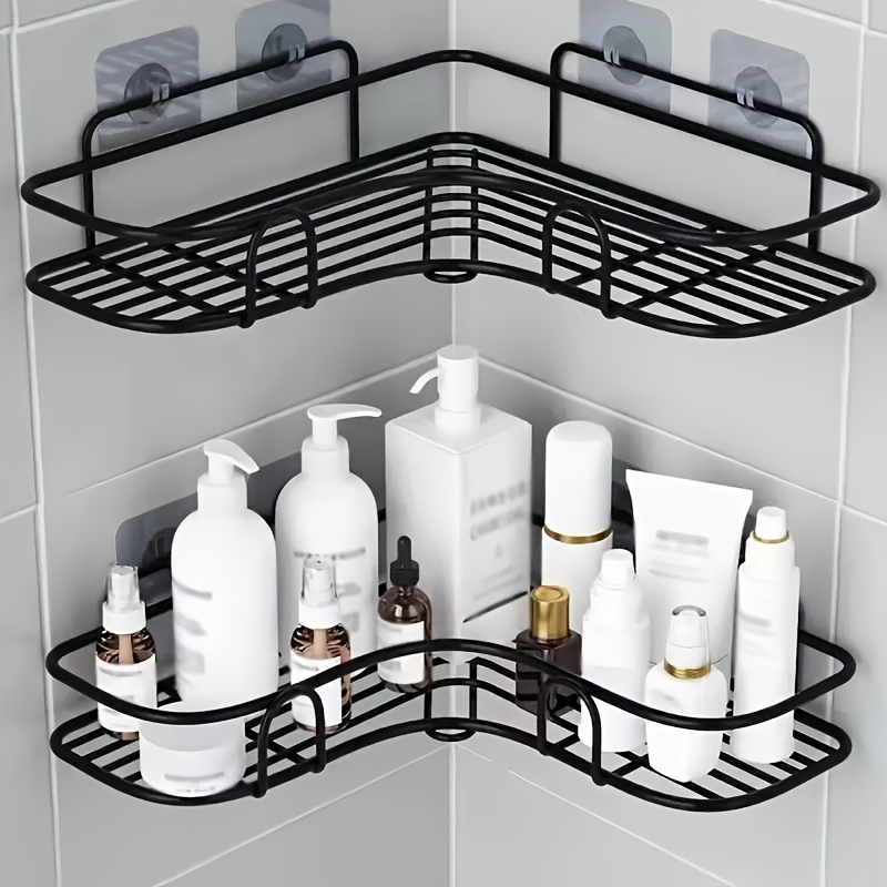 

1pc Bathroom Corner Shelf, Wall Hanging Storage Rack, No-drill Triangle Organizer For , Space-saving With , ≤ 8mm Pipe Diameter, Bathroom Accessories Shelf, Shelves