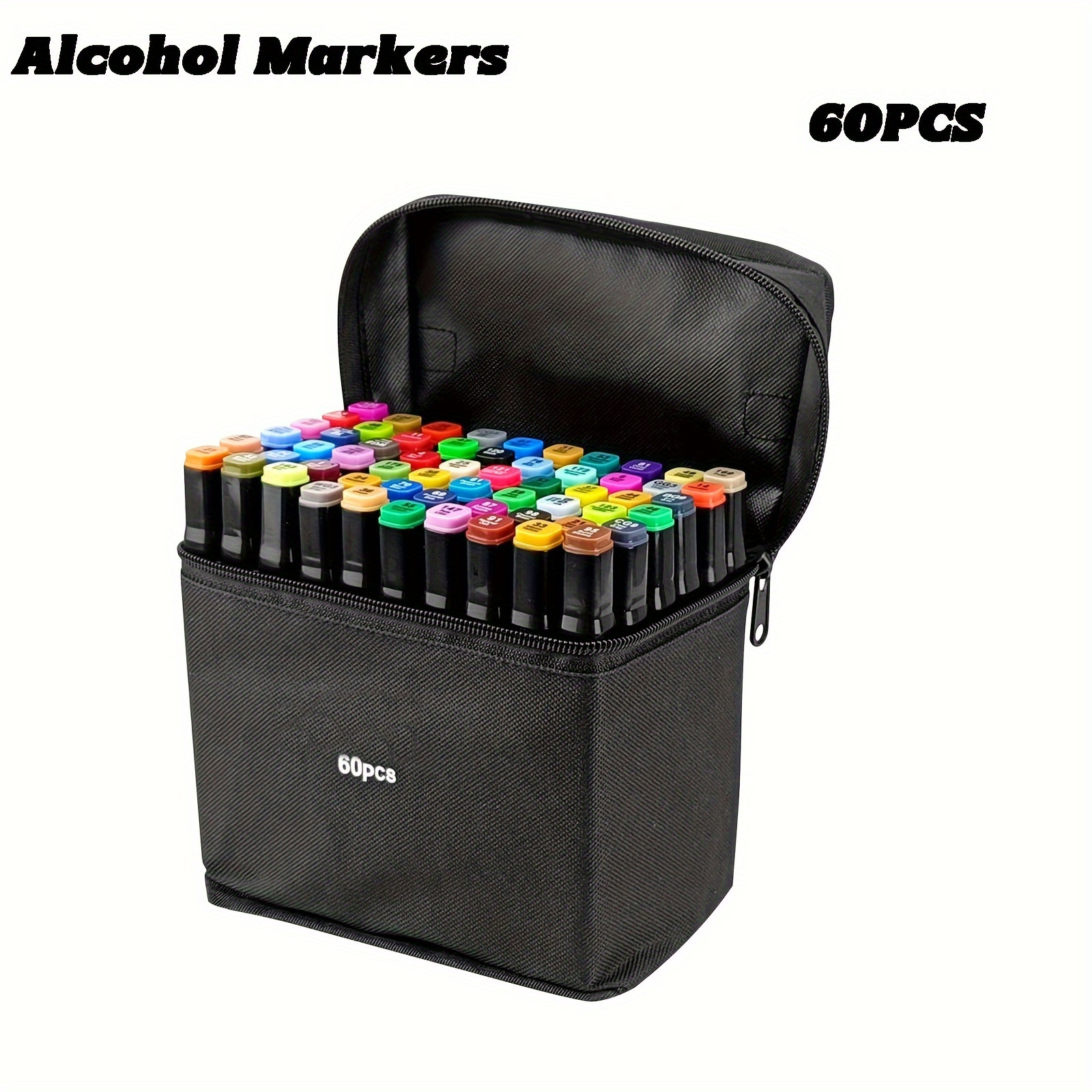 

60 Colors Alcohol For Marker Set, Dual Tip Stirring Art For Markers, Painting Coloring Permanent Sketch, Illustration Alcohol Markers
