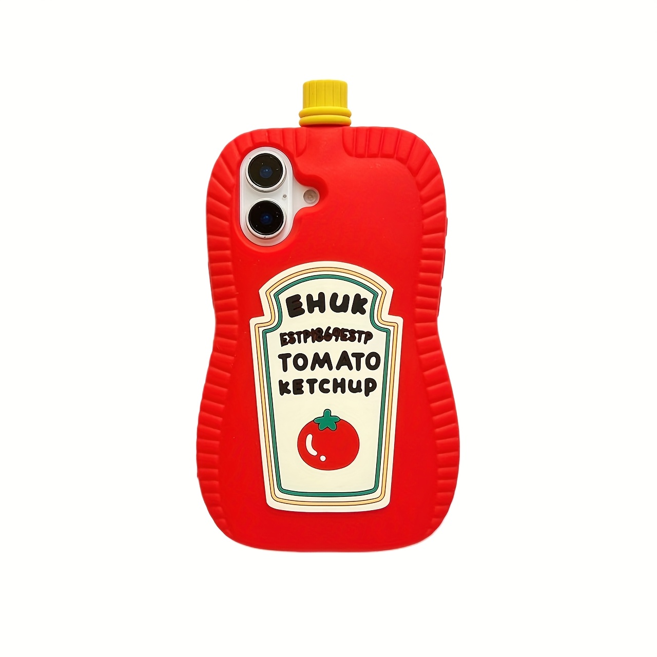 TEMU Original Hourglass-shaped Tomato Bottle Silicone Phone Case Suitable For Iphone 12/13/14/15/16 Creative 16 Pro Max Protective Full Soft Shell