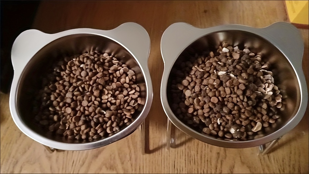 pet stainless steel neck protector slope mouth high platform bowl stainless steel bear shape dog bowl cat bowl details 7