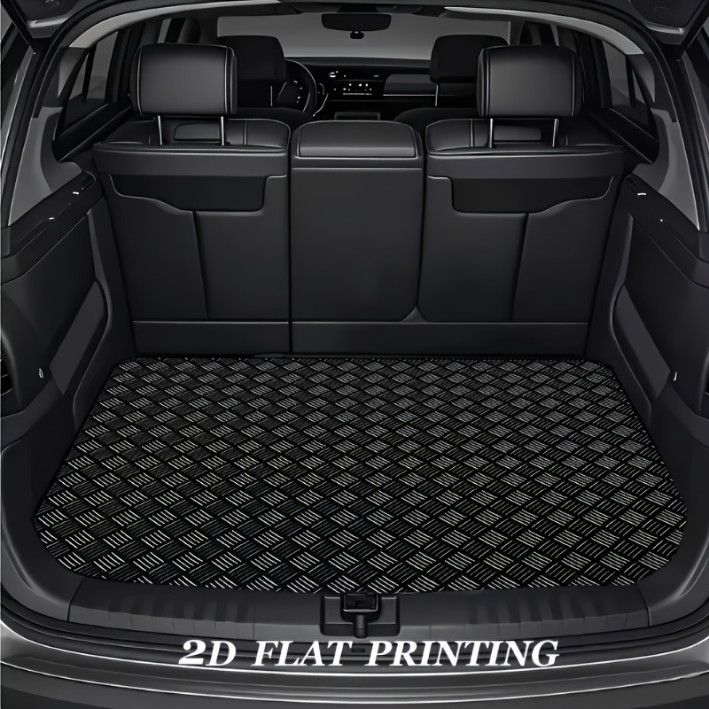 TEMU Tapis de coffre de voiture antidérapant à impression 2D plate universelle, Tapis de sol en caoutchouc antidérapant à motif de fibre de carbone