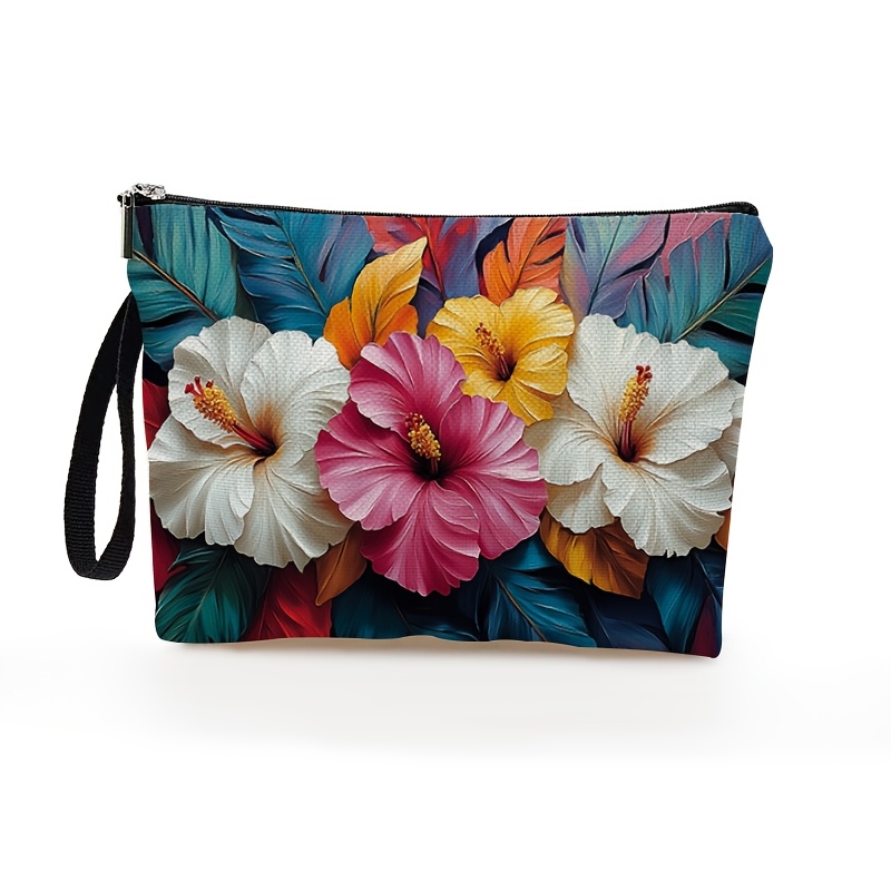 TEMU Fashionable Floral Makeup Bag For Women, Suitable For Holiday Outdoor Travel And Daily Use, Zippered Pouch, For Ladies, 6.7 Inches X 9.9 Inches