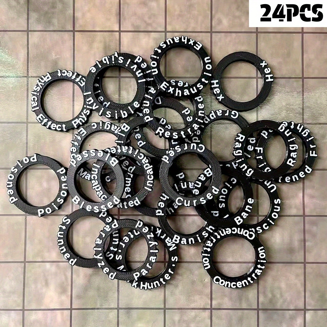 24pcs D&d Condition Rings | & White | Tracks /spell Effects | Fits D&d 5e, Pathfinder, Tabletop Rpgs | Ideal For Role Play And Dnd Gift