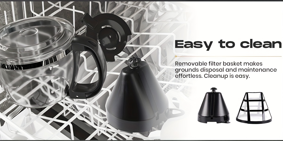 SUPERLEX 1.25L Drip Coffee Maker (10 Cups) 600W | Anti-Drip Auto Shut-Off | 40-Min Keep Warm (70°C or Higher) | Boil-Dry Protection | Dishwasher-Safe Glass Carafe