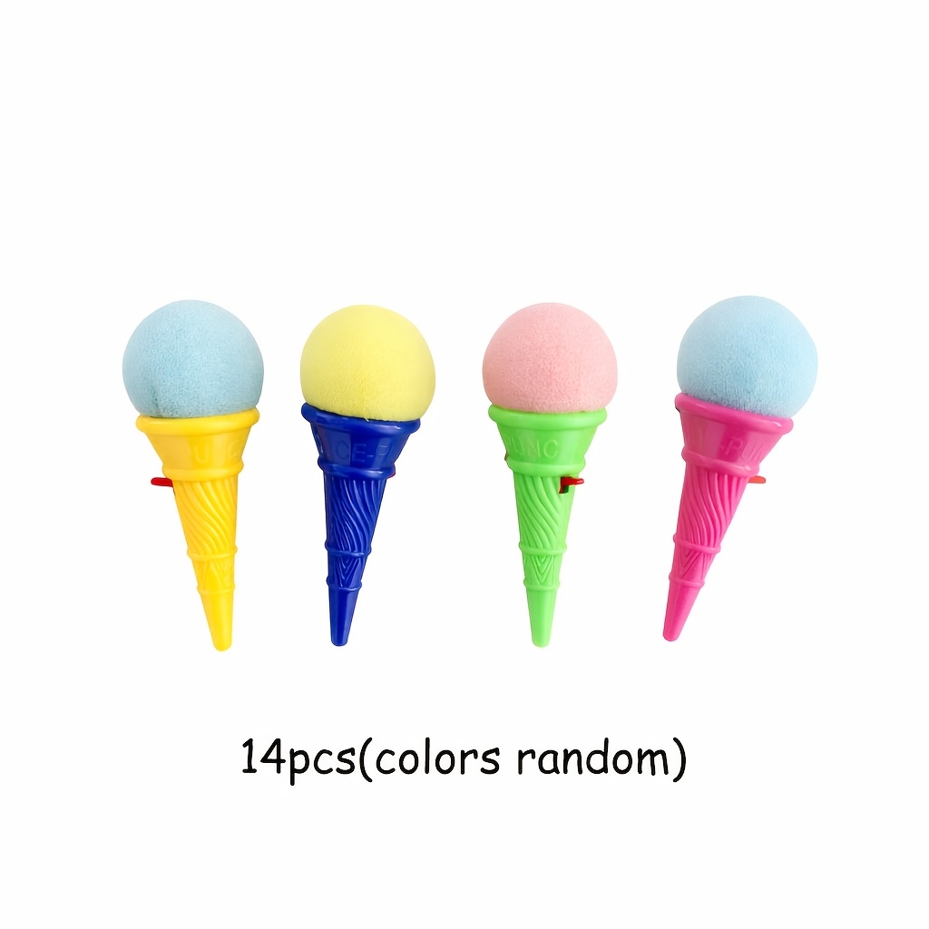 14pcs Ice Cream Launch Ball Toys, Sponge Pop-up Mini Toys, Kids Party Favor Packs, Classroom Reward Small Prizes, Candy Bag Filler Trinkets, Gifts For Halloween And Christmas (random Colors)