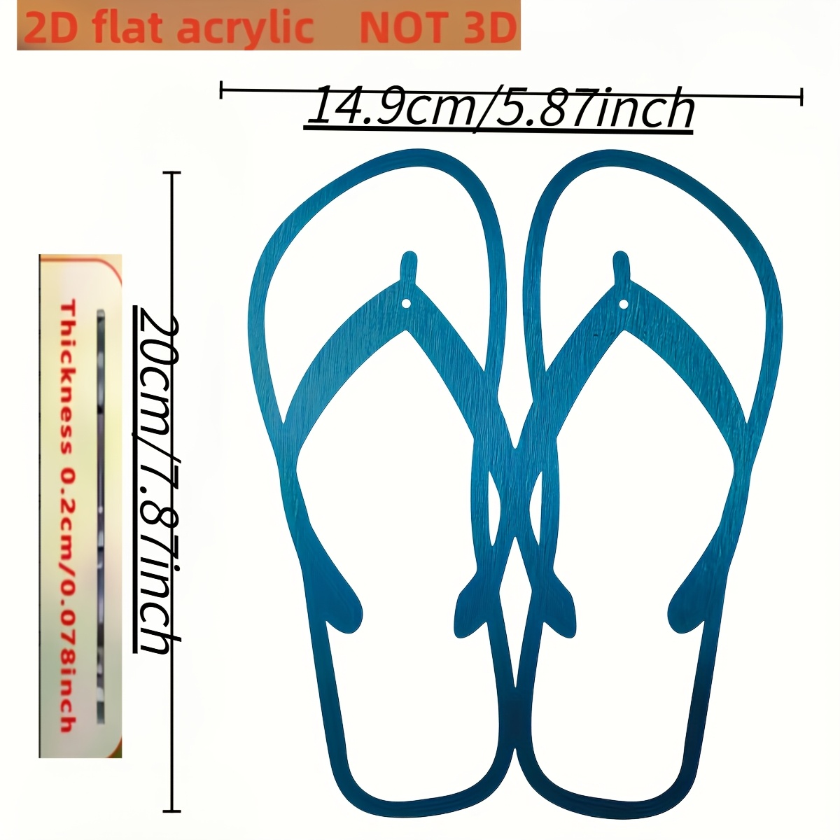 TEMU Plat 2D, [Plat 2D] Tongs en Acrylique Imprimées UV à Suspendre au Mur - Décoration Silhouette de Chaussure Tongs Colorée et Moderne, Décoration