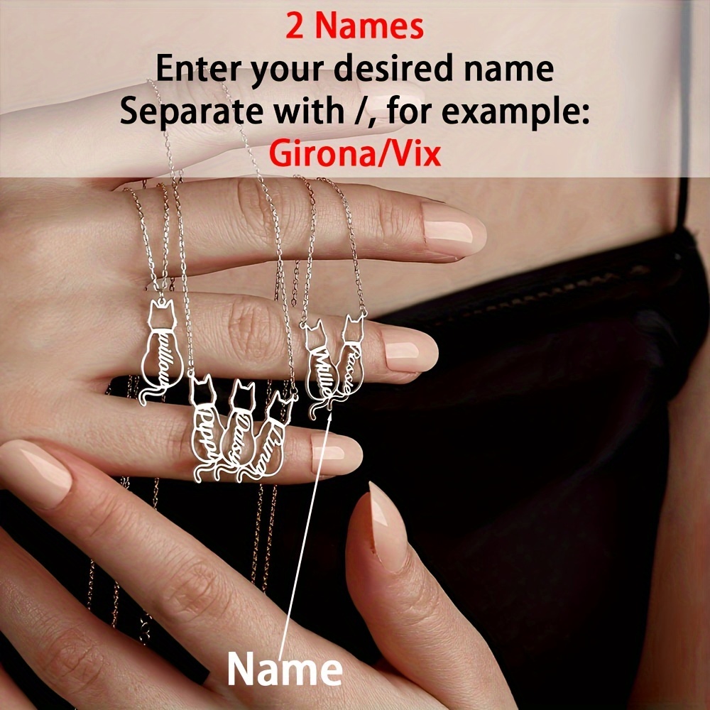 Image of Personalized Hollow-out Kitten 18k Gold Plated Pendant Necklace With Customizable English Name, 6 Font Options, Gift For Women - Holiday Present Mother's Day Christmas