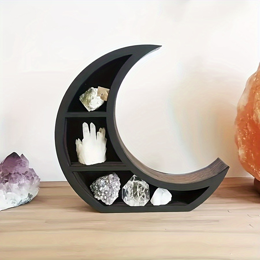 

1pc Crescent Wooden Storage Rack, Crystal Display Rack, Ramadan Decor, Mother's Day Gifts, Home Storage And Organization, Bedroom Living Room Study Accessories, Home Decor, Room Decor