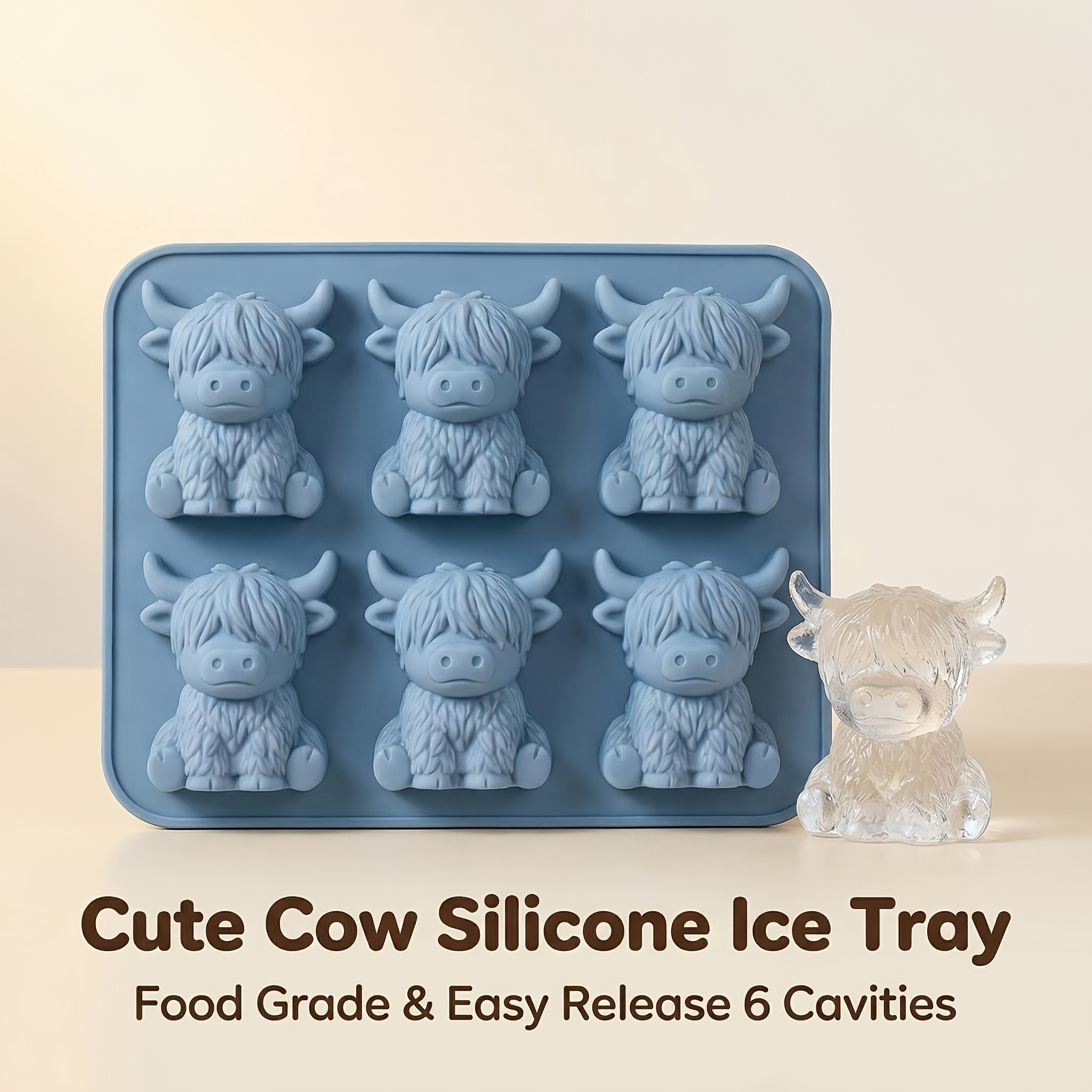   in silicone a 6 scomparti con design   di mucche scozzesi, facile da sformare, per   di   di   3d - casa/cucina/bar,   per  ,  , regali. riutilizzabile