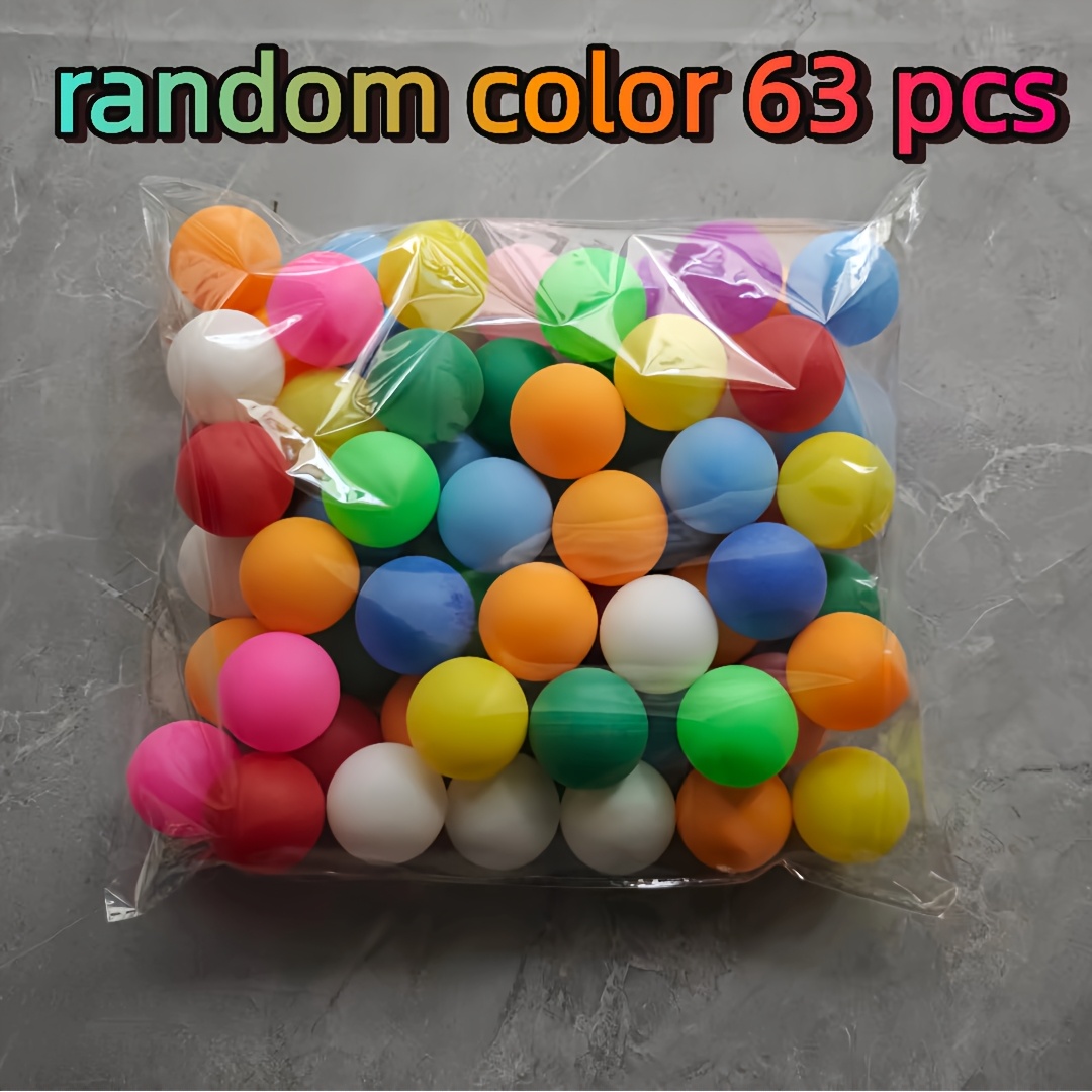TEMU 63pcs 40mm Colored Frosted Pong Balls, Game Use Table Tennis Balls - Suitable For Parties, Holidays, Office Game Pong Balls - Durable Elastic
