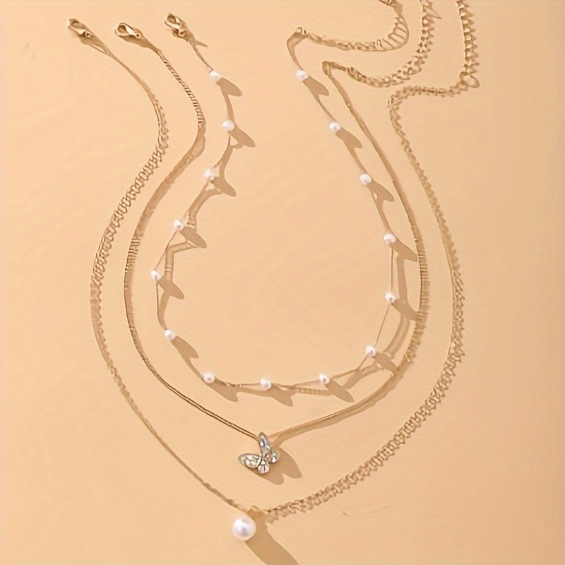 3pcs Split Layer Butterfly Necklace Set for Women