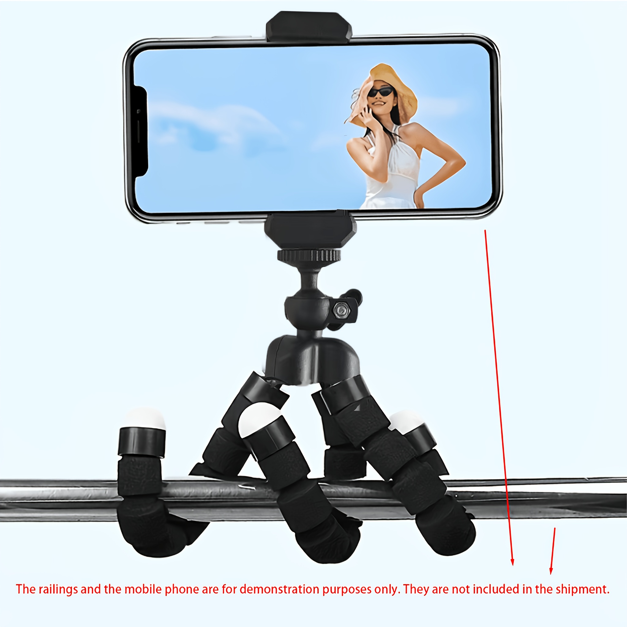 TEMU 1pc Flexible Octopus Tripod And 1pc Head, And Moldable Stand, Multi-angle Adjustable. Compact And Lightweight, Easy To Store, Fits Phone Models,