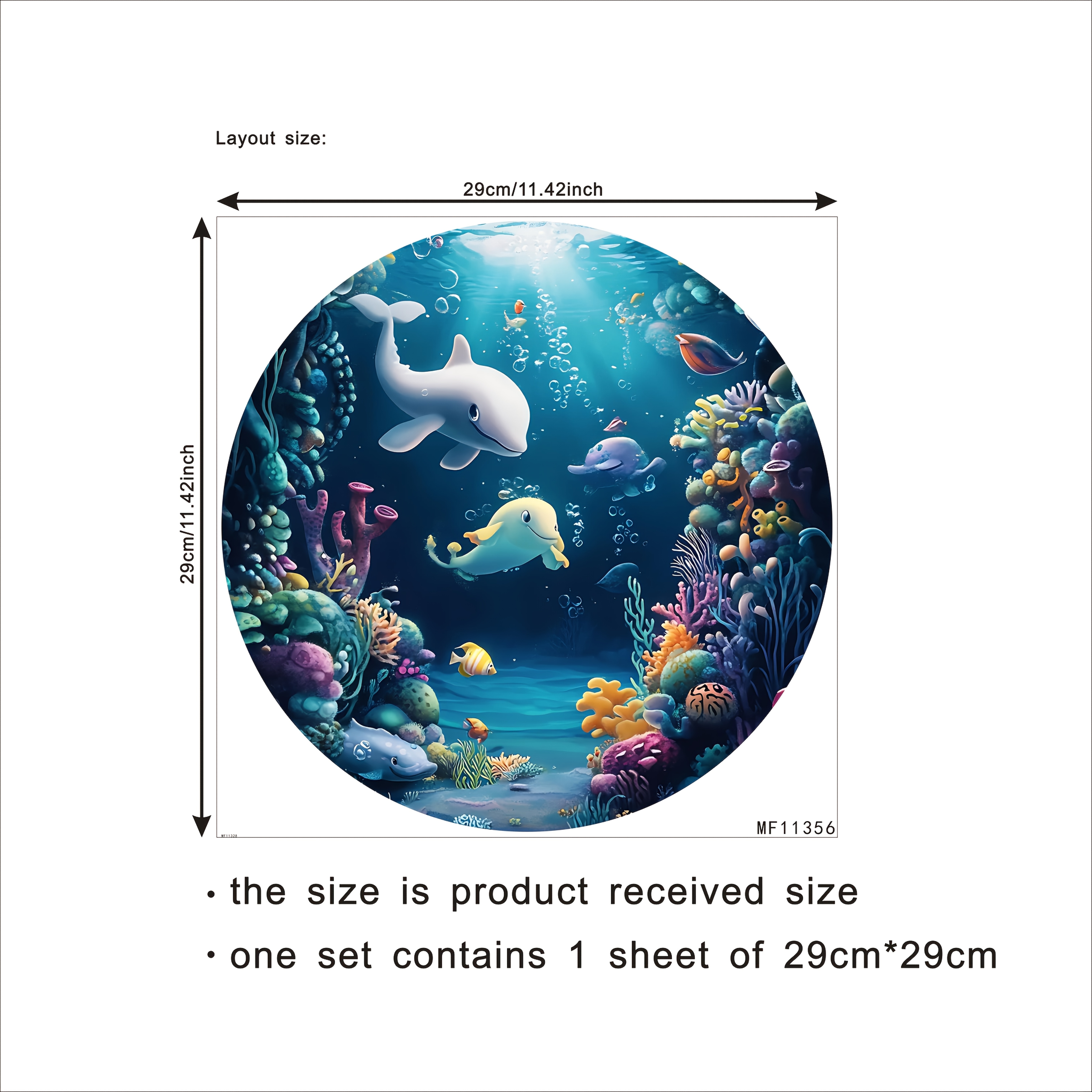 Image of 2d Colorful Coral And Dolphin Washer Sticker | Self-adhesive, Detachable Pvc Material For Balcony Laundry Background Decoration