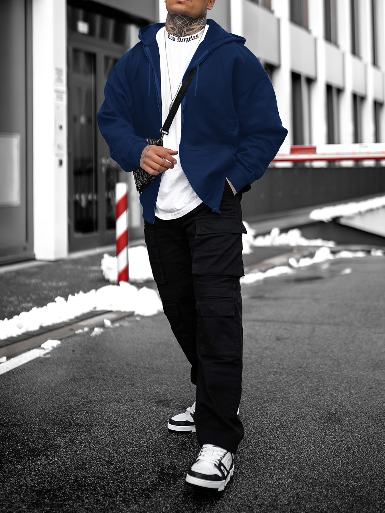 sudadera capucha hombre forrada en polar cremallera negra Temu Spain